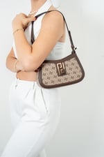 Silver & Polo SP1132 Kadın Çapraz Çanta Monogram Koyubej-Kahve