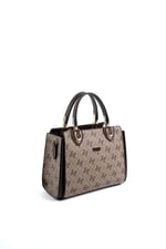 Silver & Polo SP1133 Kadın El Çantası Monogram Koyubej-Kahve
