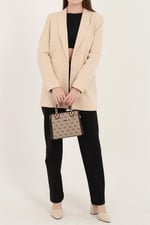 Silver & Polo SP1133 Kadın El Çantası Monogram Koyubej-Kahve