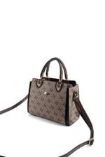 Silver & Polo SP1133 Kadın El Çantası Monogram Koyubej-Kahve