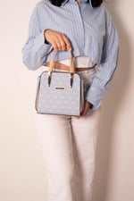 Silver & Polo SP1136 Kadın El Çantası Monogram Mavi-Ten