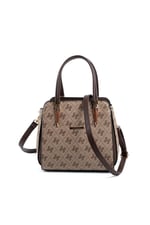 Silver & Polo SP1136 Kadın El Çantası Monogram Koyubej-Kahve
