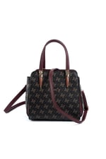 Silver & Polo SP1136 Kadın El Çantası Monogram Kahve Sarı-Bordo