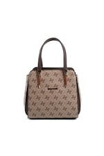 Silver & Polo SP1136 Kadın El Çantası Monogram Koyubej-Kahve