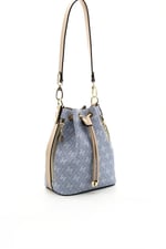 Silver & Polo SP1137 Kadın Omuz Çantası Monogram Mavi-Ten