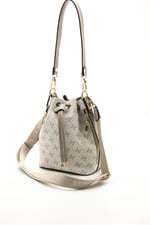 Silver & Polo SP1137 Kadın Omuz Çantası Monogram Bej-Kum