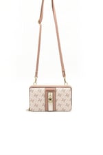 Silver & Polo SP1138 Kadın Telefon Çantası Monogram Pembe-Somon-Kemik