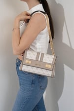 Silver & Polo SP1139 Kadın Çapraz Çanta Monogram Bej-Kum