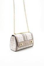 Silver & Polo SP1139 Kadın Çapraz Çanta Monogram Bej-Kum