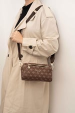 Silver & Polo SP1142 Kadın Çapraz Çanta Monogram Kahve