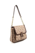 Silver & Polo SP1147 Kadın Omuz Çantası Monogram Koyubej-Kahve