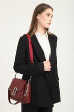Silver & Polo SP1147 Kadın Omuz Çantası Düz Bordo