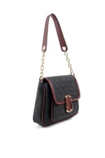 Silver & Polo SP1147 Kadın Omuz Çantası Monogram Siyah-Bordo
