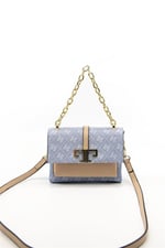 Silver & Polo SP1148 Kadın Çapraz Çanta Monogram Mavi-Ten