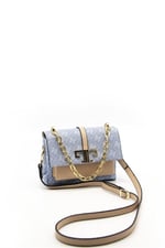 Silver & Polo SP1148 Kadın Çapraz Çanta Monogram Mavi-Ten