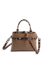 Silver & Polo SP1149 Kadın El Çantası Düz Bizon-Leopar Taba