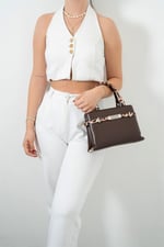 Silver & Polo SP1149 Kadın El Çantası Düz Kahve-Leopar Taba