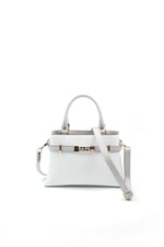Silver & Polo SP1149 Kadın El Çantası Logolu Beyaz-A.Gri