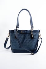 Silver & Polo SP1155 Kadın El Çantası Logolu Lacivert