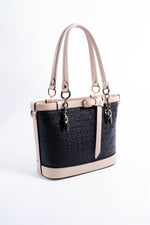 Silver & Polo SP1155 Kadın El Çantası Logolu Siyah-S.Nut