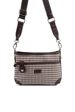 Silver & Polo SP1160 Kadın Çapraz Çanta Ekose Line Kare Kahve Sarı-Kahve