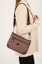 Silver & Polo SP1160 Kadın Çapraz Çanta Monogram Kahve