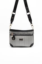 Silver & Polo SP1160 Kadın Çapraz Çanta Hasır Siyah Beyaz-Siyah