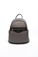 Silver & Polo SP1161 Kadın Sırt Çantası Logolu Platin-Siyah