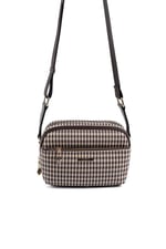 Silver & Polo SP1162 Kadın Çapraz Çanta Ekose Line Kare Kahve Sarı-Kahve