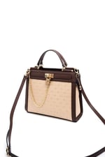 Silver & Polo SP1166 Kadın El Çantası Logolu Nut-Kahve