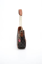 Silver & Polo SP1168 Kadın Omuz Çantası Monogram Kahve Sarı-Taba
