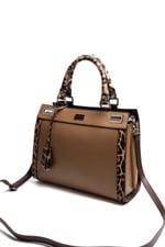 Silver & Polo SP1174 Kadın El Çantası Düz Bizon-Kahve-Leopar Taba