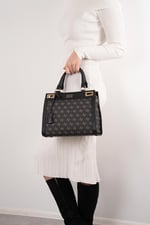 Silver & Polo SP1174 Kadın El Çantası Monogram Füme-Siyah