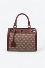 Silver & Polo SP1174 Kadın El Çantası Monogram Kahve-Bordo