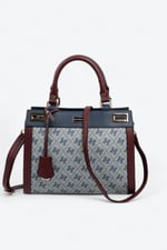 Silver & Polo SP1174 Kadın El Çantası Monogram Gri-Laci-Bordo