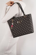 Silver & Polo SP1176 Kadın Omuz Çantası Monogram Füme-Siyah