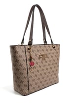 Silver & Polo SP1176 Kadın Omuz Çantası Monogram Koyubej-Kahve