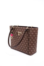 Silver & Polo SP1176 Kadın Omuz Çantası Monogram Kahve