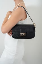 Silver & Polo SP1179 Kadın Omuz Çantası Logolu Siyah