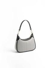 Silver & Polo SP1180 Kadın Omuz Çantası Hasır Siyah Beyaz-Siyah