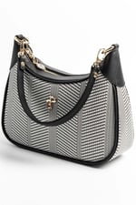 Silver & Polo SP1180 Kadın Omuz Çantası Hasır Siyah Beyaz-Siyah