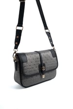 Silver & Polo SP1182 Kadın Çapraz Çanta Logolu Platin-Siyah