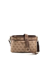 Silver & Polo SP1184 Kadın Çapraz Çanta Monogram Koyubej-Kahve