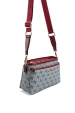 Silver & Polo SP1184 Kadın Çapraz Çanta Monogram Gri-Bordo