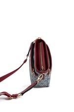 Silver & Polo SP1184 Kadın Çapraz Çanta Monogram Gri-Bordo