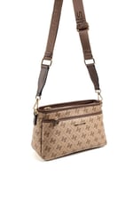 Silver & Polo SP1184 Kadın Çapraz Çanta Monogram Koyubej-Kahve