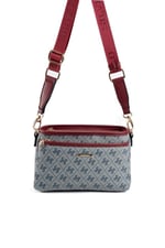 Silver & Polo SP1184 Kadın Çapraz Çanta Monogram Gri-Bordo