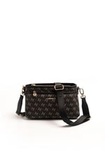Silver & Polo SP1184 Kadın Çapraz Çanta Monogram Füme-Siyah