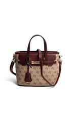 Silver & Polo SP1185 Kadın El Çantası Monogram Koyu Bej-Bordo