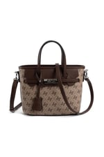 Silver & Polo SP1185 Kadın El Çantası Monogram Koyubej-Kahve